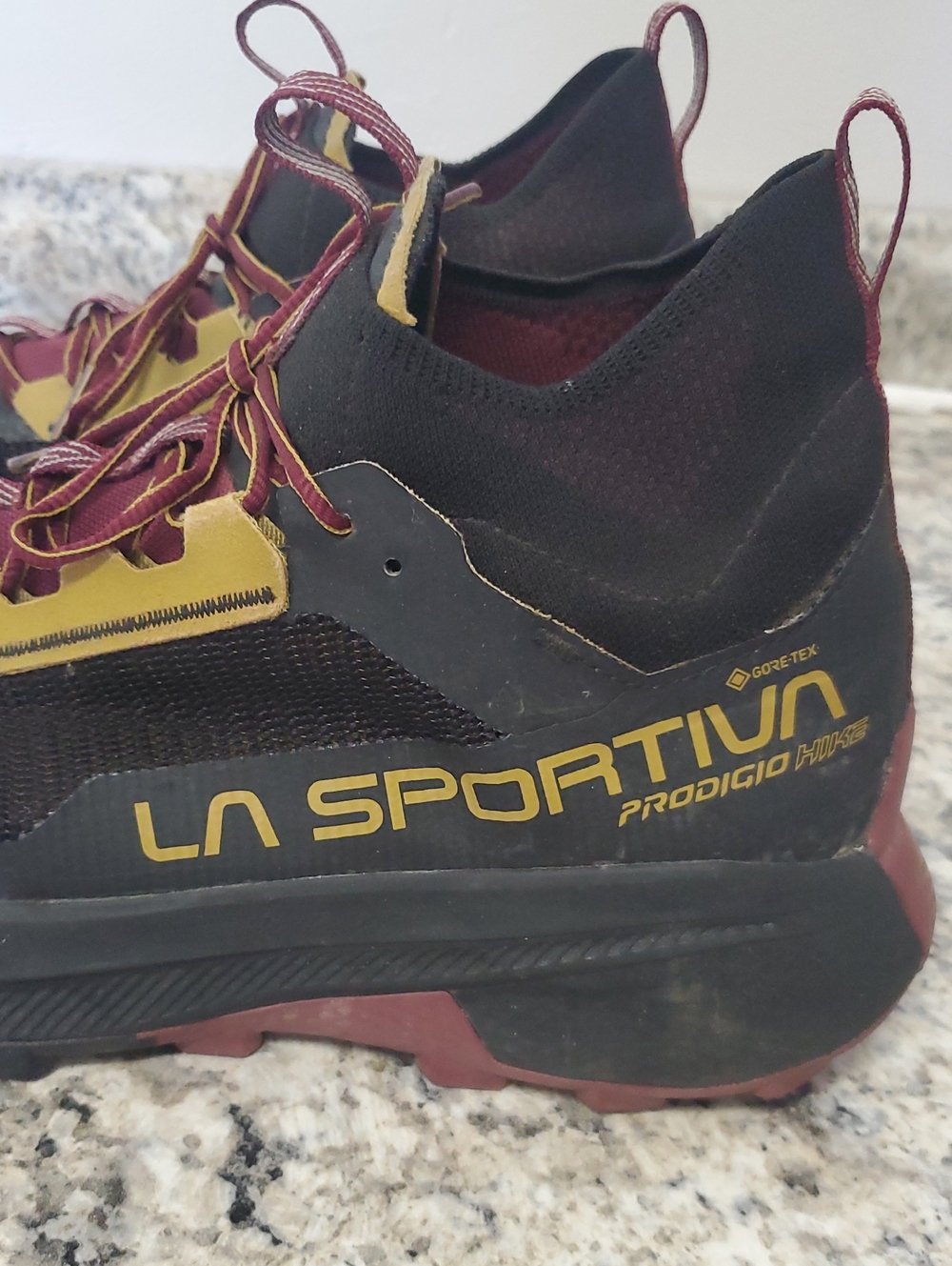 LA SPORTIVA Prodigio Hike Black Burgundy and Gold Trail Runners - Picture 3 of 10